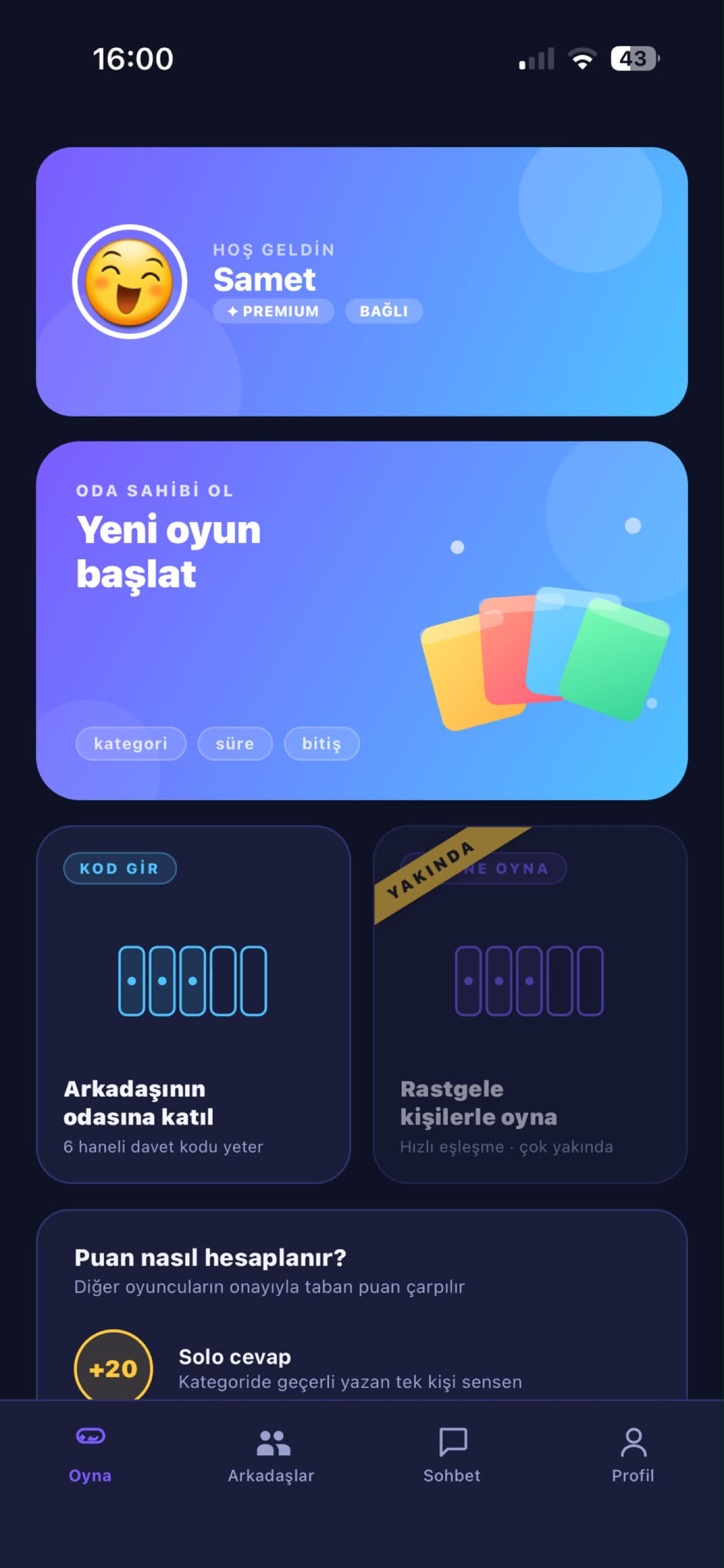 Hoş geldin · ana ekran