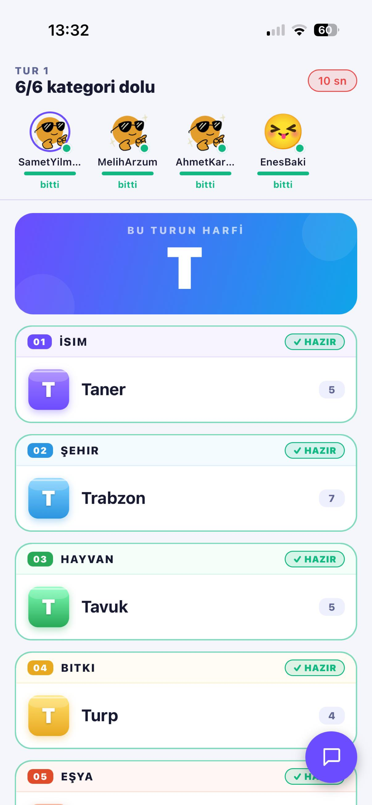 Tur başladı · 10 saniye